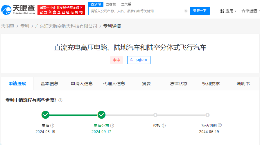 小鵬匯天直流充電高壓電路、陸地汽車和陸空分體式飛行汽車 專利申請